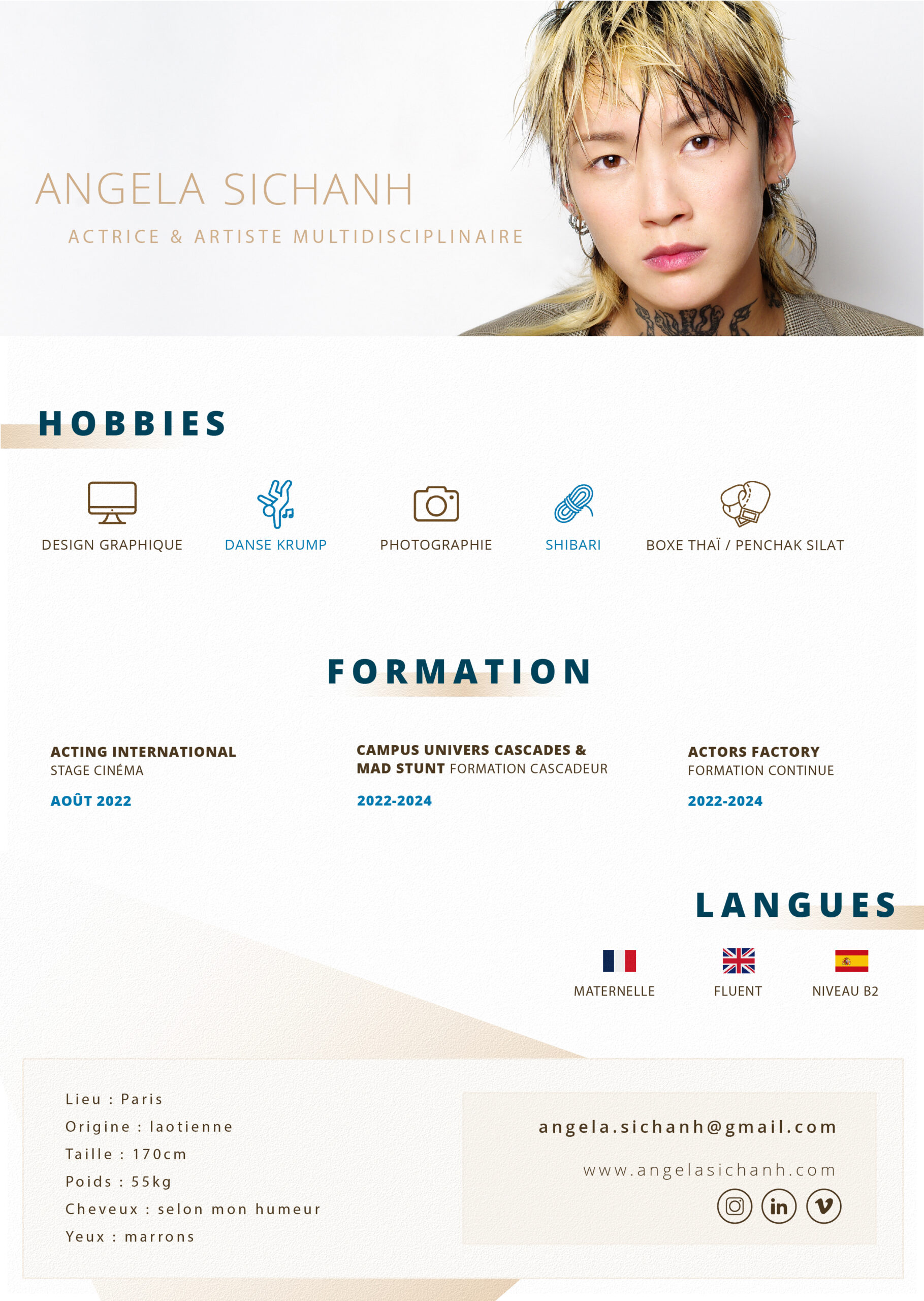 ANGELA SICHANH - CV ARTISTIQUE 09.2023