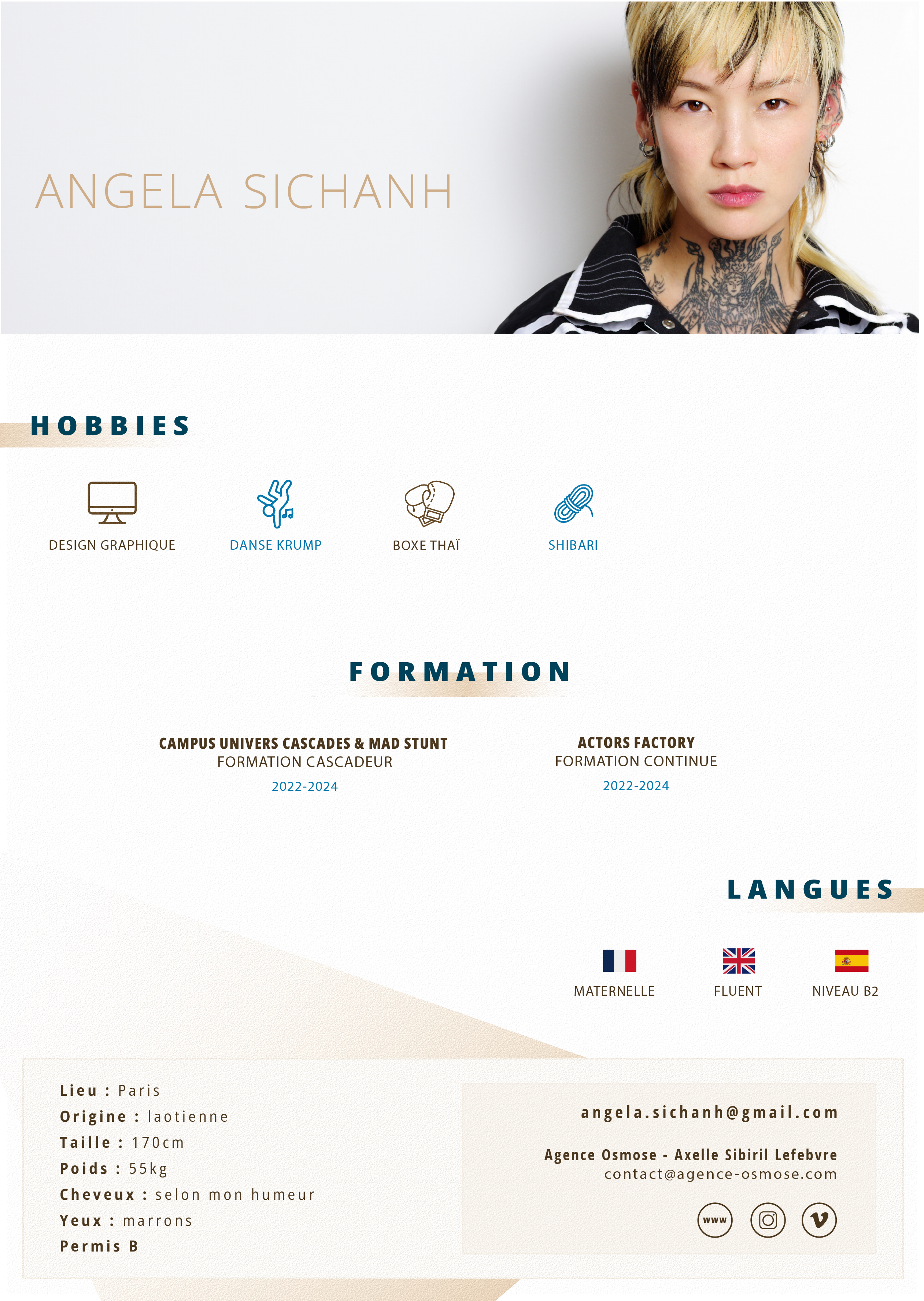 ANGELA SICHANH - CV ARTISTIQUE 2025